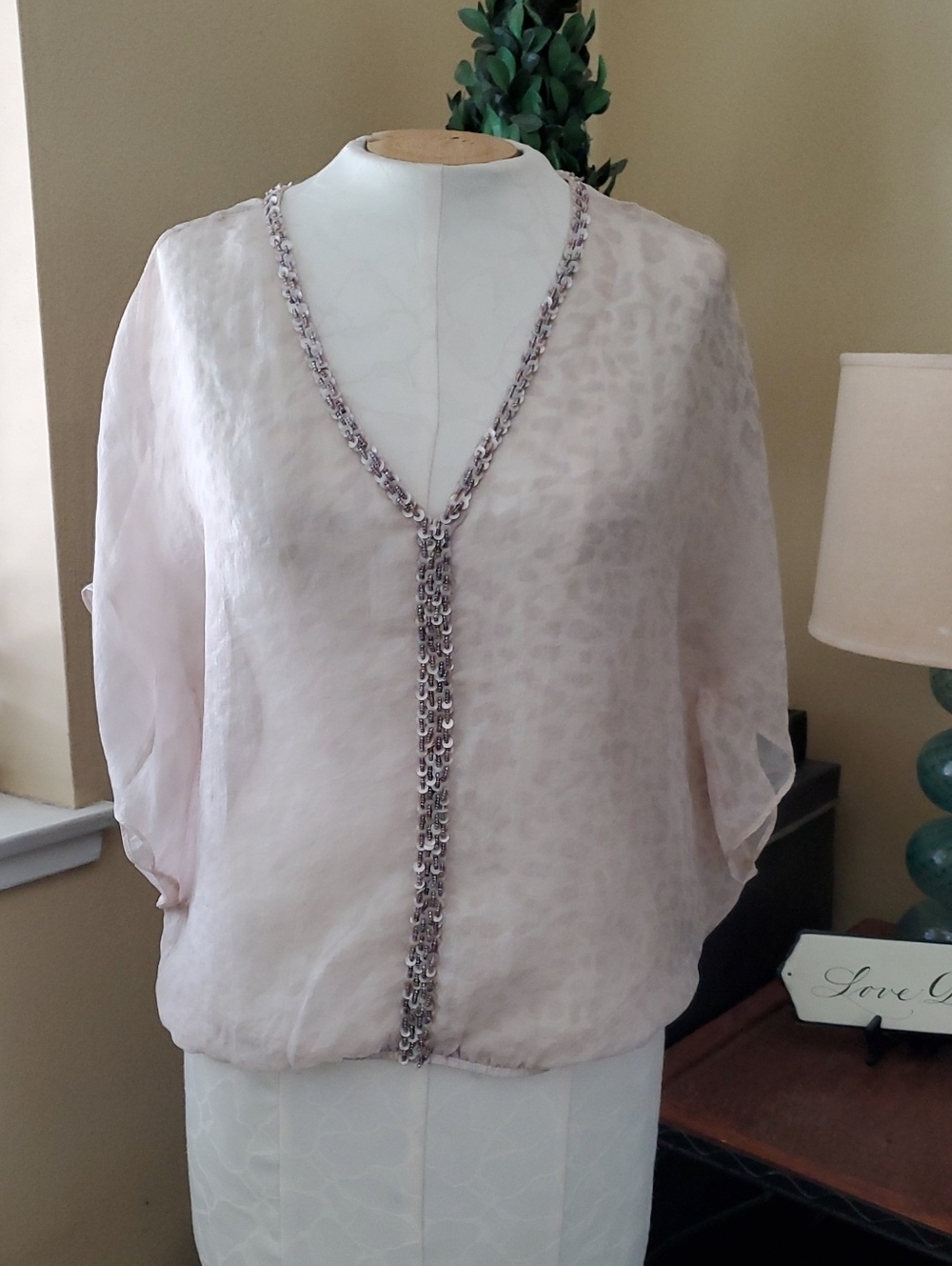 Forever 21 V-neck Sheer Sequin Top